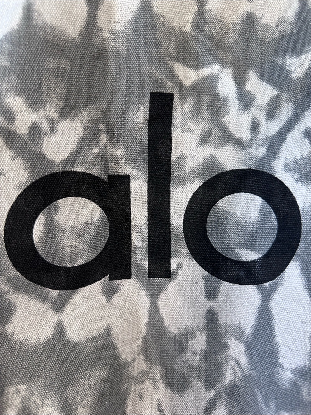 Alo Black Logo on Gray Tie-Dye Canvas Tote